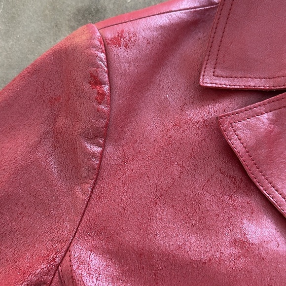 Vintage Red Leather Coat - Picture 9 of 16